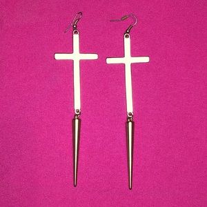 Gold cross earrings